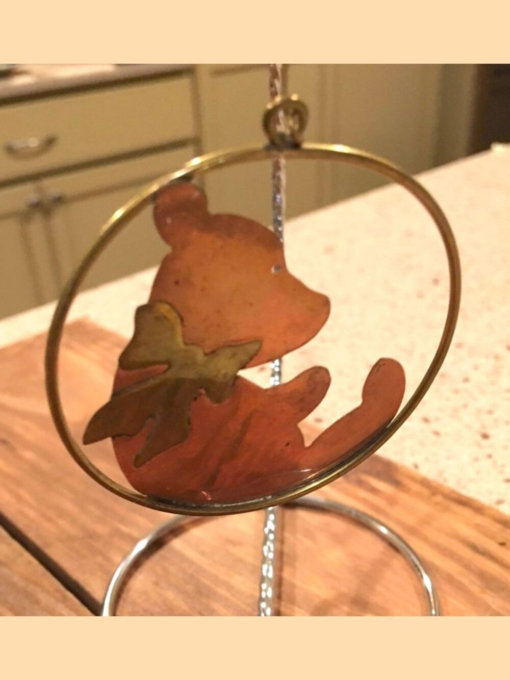 BRASS 1 Handcut Solid Brass & Copper BEAR '84 Ornament 2 1/2" Beautiful